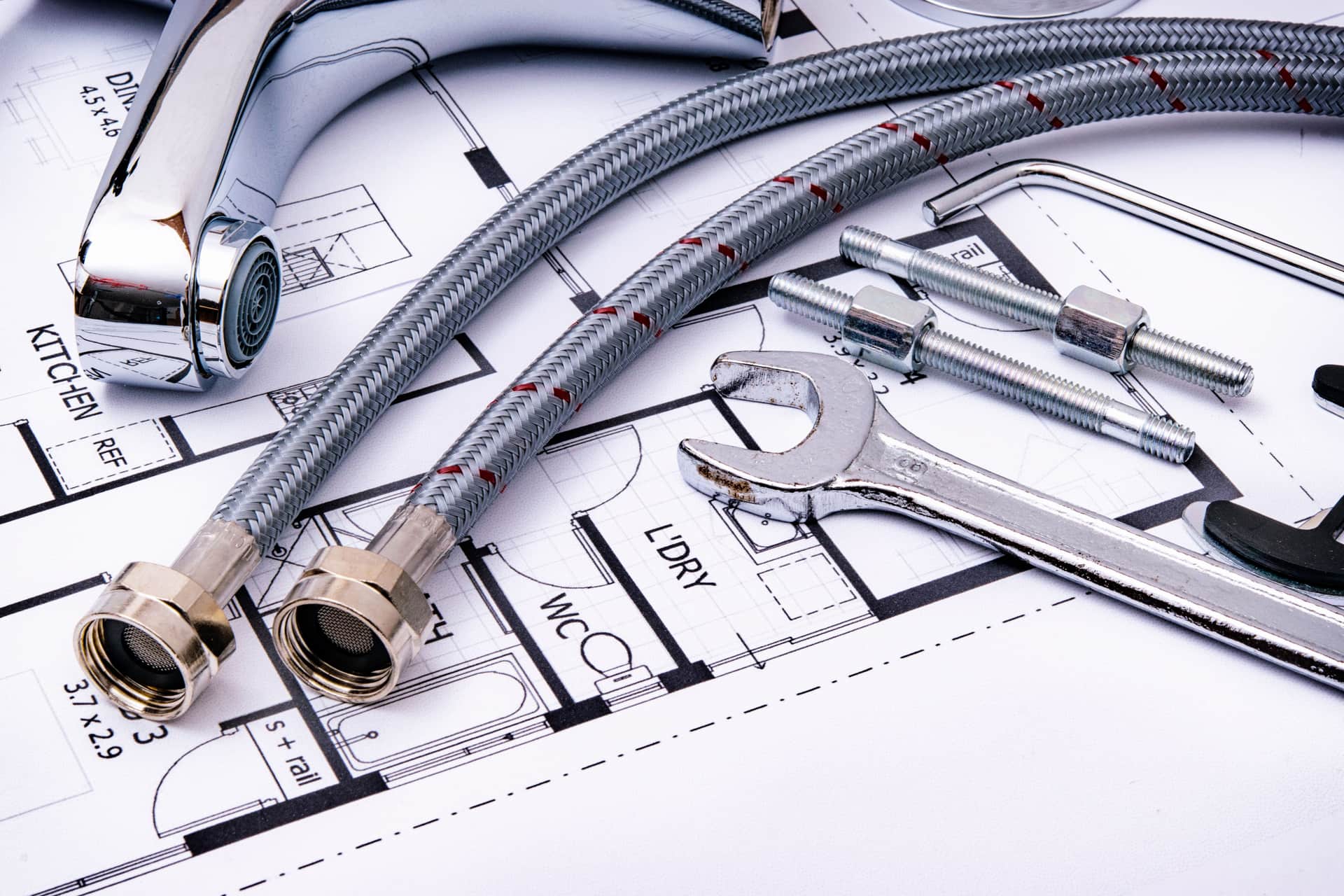 Plumbing pipes, fittings, and repair tools